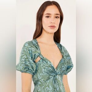 EUC Cinq à Sept Marice Satin Dress in Celeste Multi